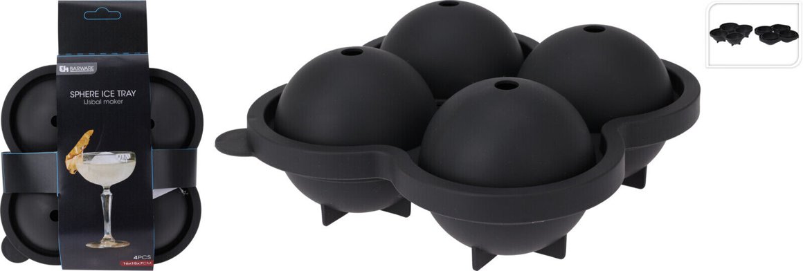 Klakaform svart sílikon fyrir 4 kúlur