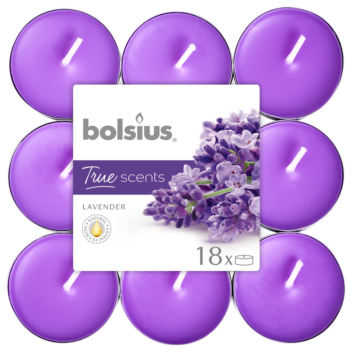 Bolsius ilmteljós True scents lavender 18stk