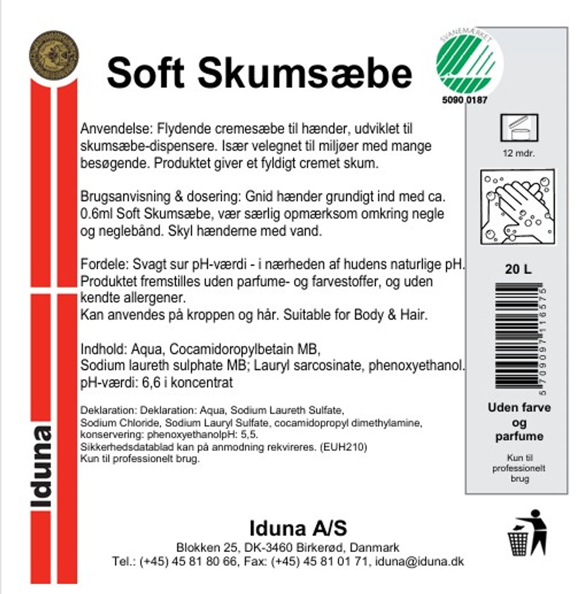 Iduna froðusápa húð og hár 20l S