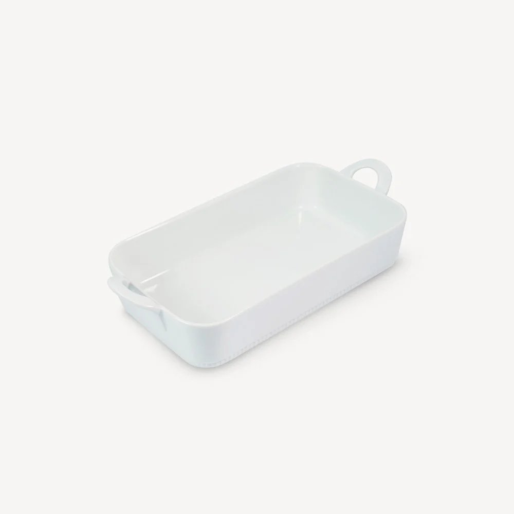 Toulouse ferk, eldfast mót með handföngum hvítt 31x18cm