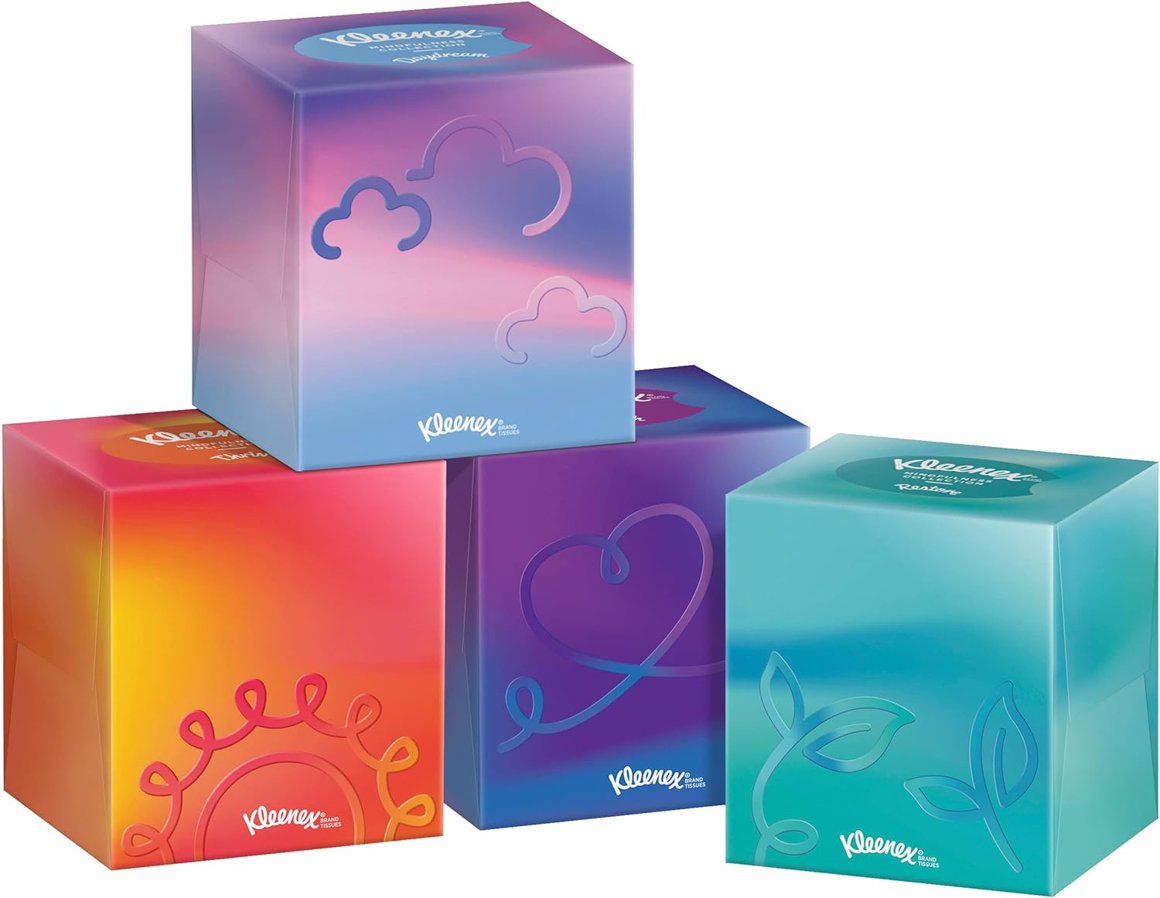 Kleenex 3-ply tissue, white - cube 48bl