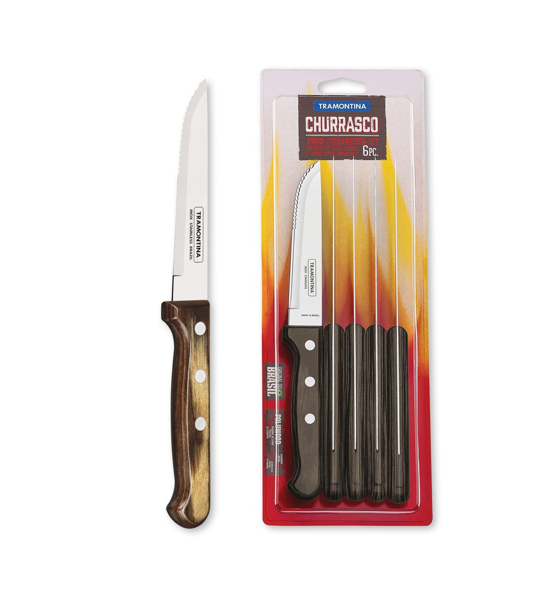 Tramontina steikarhnífar með tréhandf. 6stk