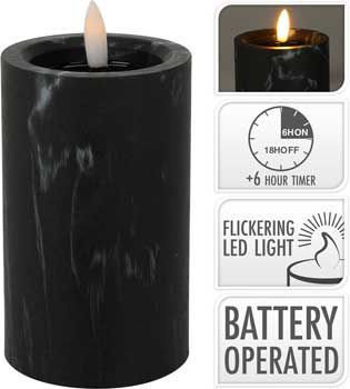 LED kerti 12,5cm svart marmara