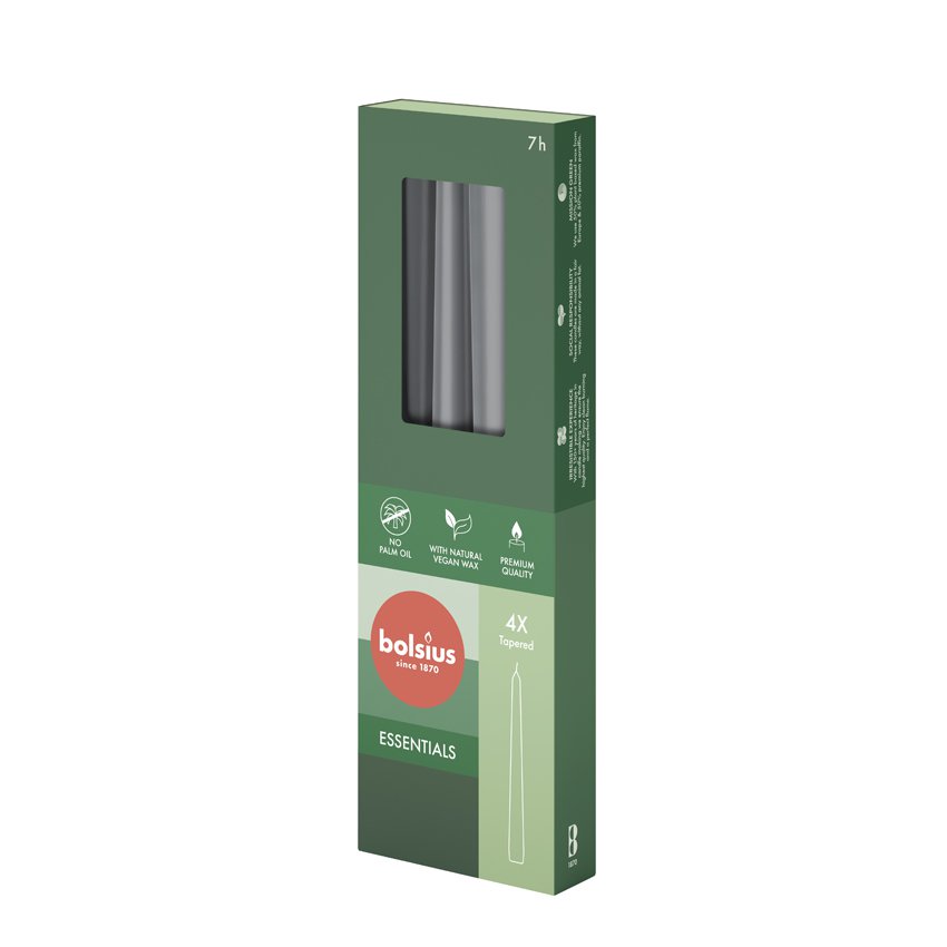 Bolsius kerti 24,5cm Stormy grey 7klst 4stk