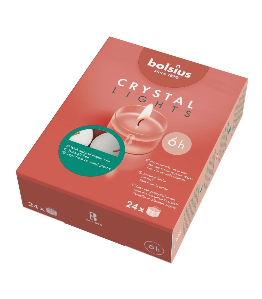 Bolsius teljós glær hulstur 6klst 24stk