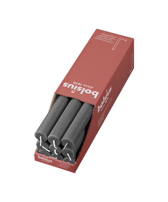 Bolsius kerti 27cm grá 13klst 9stk rustic