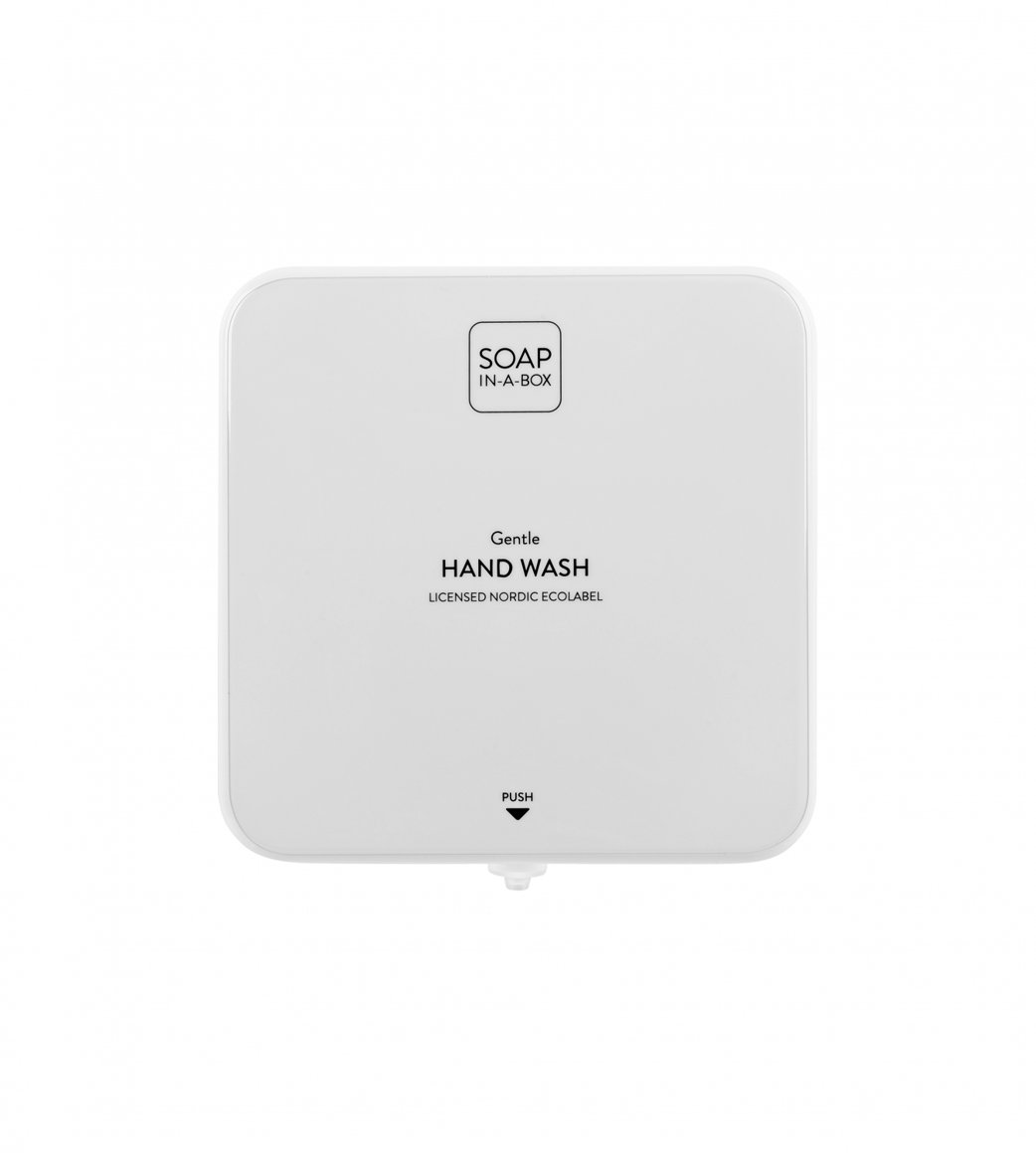 Soap in a Box framhlið hvít Handsápuskammtari
