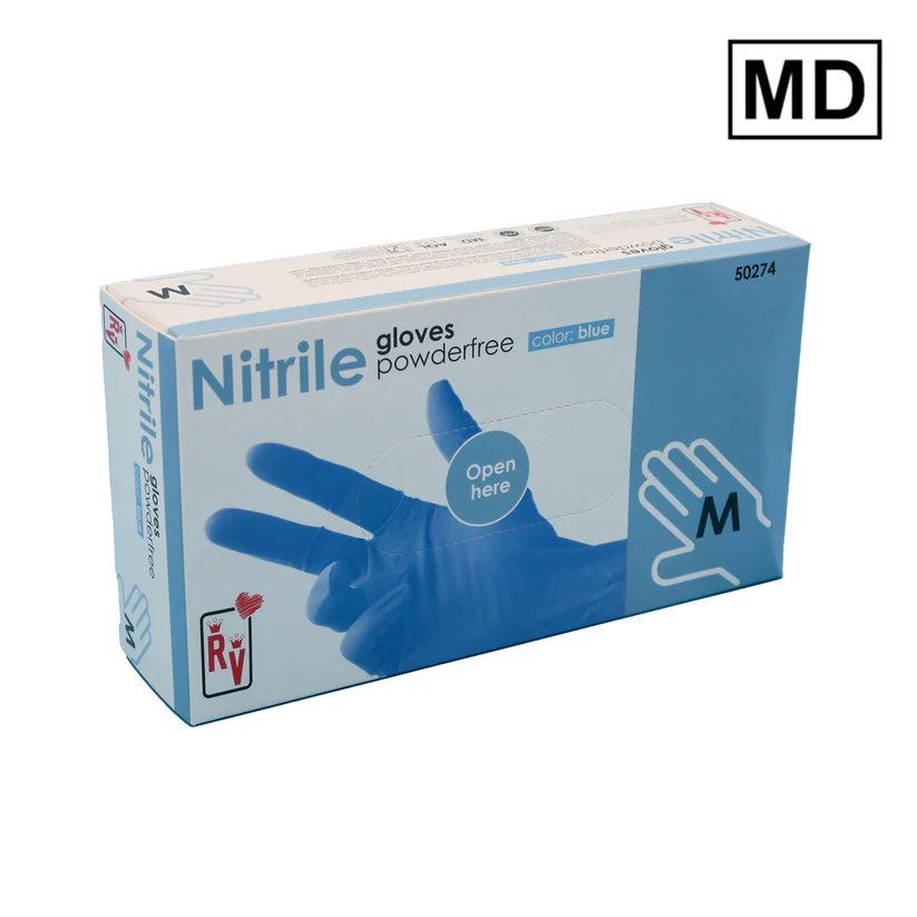 RV Nitrile hanskar bláir M 100stk