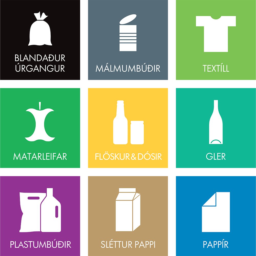 Límmiðar fyrir flokkun 9 stk 10x10