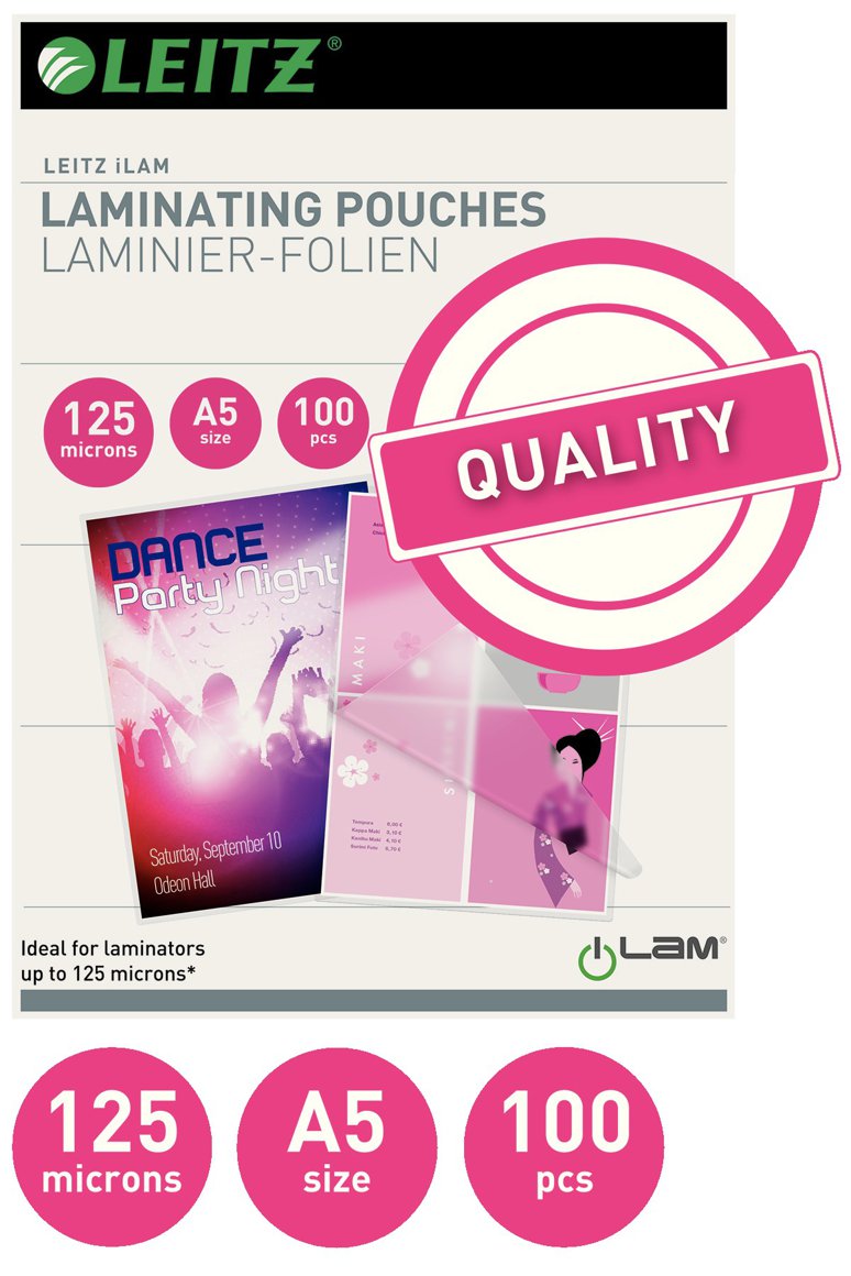 Leitz Plöstunarvasar A5 125mic 100 í pk