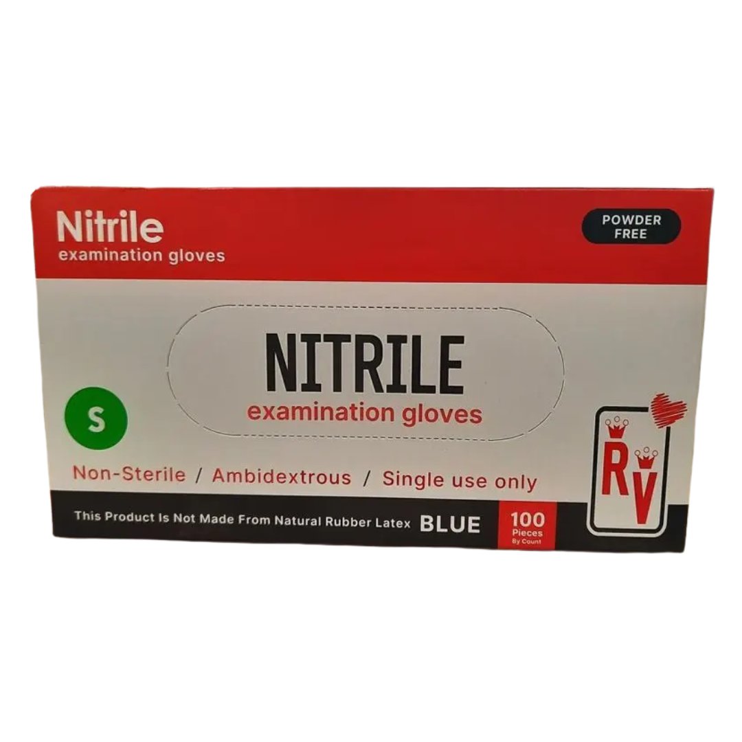 RV Top Glove nitrile hanskar bláir S 100stk