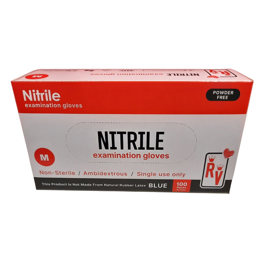 RV Top Glove nitrile hanskar bláir M 100stk