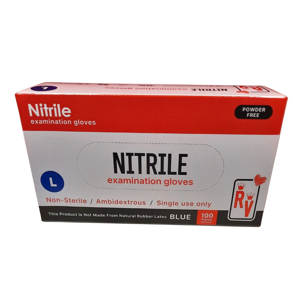 RV Top Glove nitrile hanskar bláir L 100stk