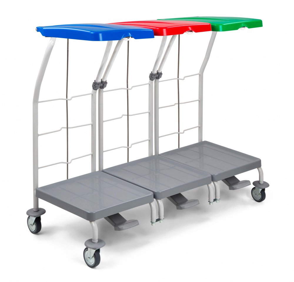 Filmop flokkunargrind 3x70l með bl/rau/gr loki og 